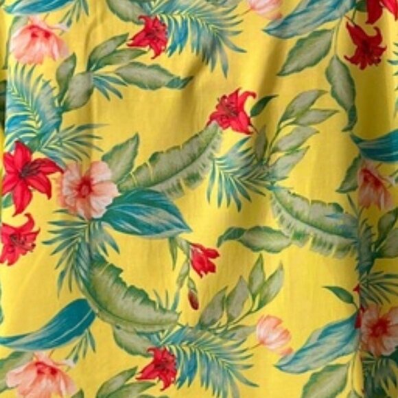 Forever 21 Womens Yellow Floral Short Sleeve Button-Down Hawaiian Shirt Large - Picture 8 of 12